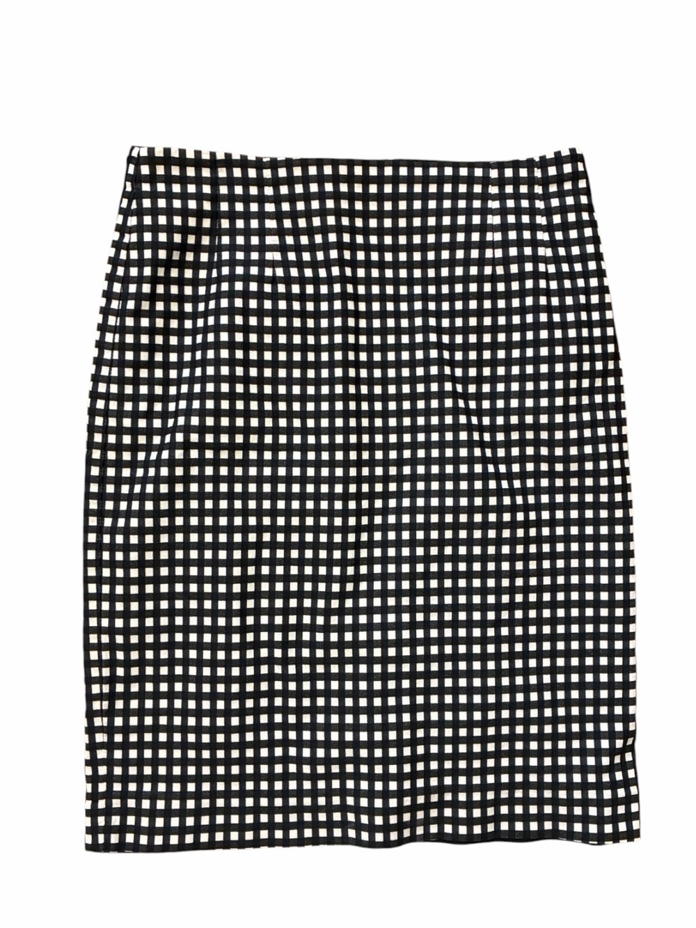 Nanette Lepore Black and White Gingham Pencil Skirt Kick Pleat Women's Size 6